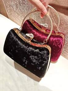 女士小型時尚晚宴袋,閃亮鑽石,閃閃發光的絨布手抓包,肩包