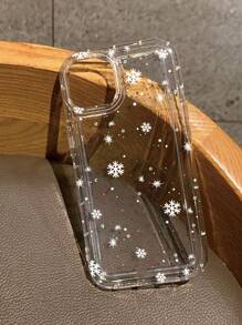 Funda transparente compatible con iPhone con estampado gráfico de patrones populares y copos de nieve de invierno navideño - transparente - Ver 1