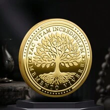 1 枚生命之樹紀念幣/流浪者紀念章,3d 金銀浮雕,銅銀電鍍工藝裝飾,個性化創意 - 彩色 - 查看 6