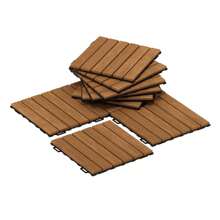 Tioman Outdoor Decor Floor Decking Wood Tile Interlock 10PC/CTN, Interlocking Flooring Deck Tiles, Floor Tiles Patio Decor Deck Tiles For Balcony, Garden, Backyard, Honey Oak Color/Brown - Mustard Yellow - View 2