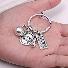 1個復古銀色運動啞鈴重量體育館舉重鑰匙扣,可用於鑰匙、車匙扣、朋克鑰匙鍊等,男士潮流健身周邊鑰匙扣,啞鈴、杠鈴輕巧便攜裝飾品,小禮物,鑰匙扣掛飾 - 銀色 - 查看 2