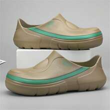 男士防水防滑廚師鞋,日本風格水鞋,適用於酒店,餐廳和食品工廠的廚房工作鞋 - 卡其色 - 查看 1