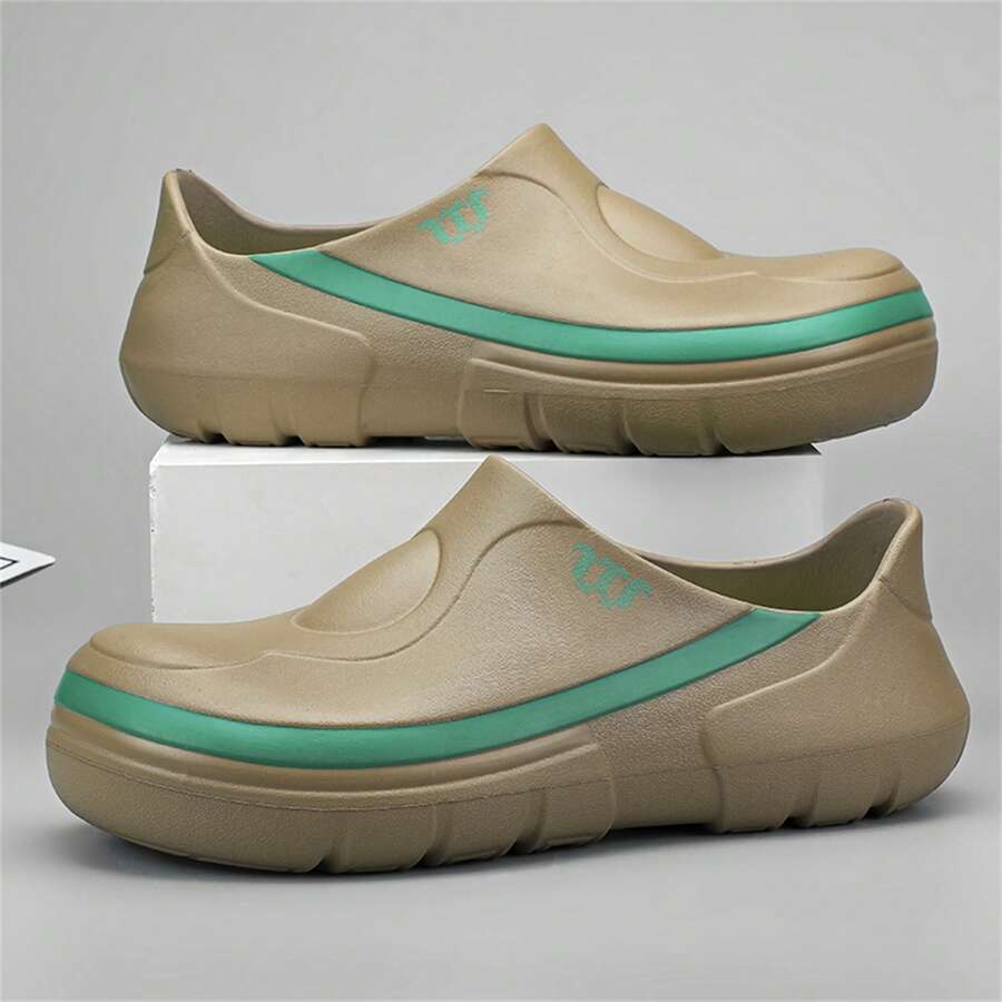 男士防水防滑廚師鞋,日本風格水鞋,適用於酒店,餐廳和食品工廠的廚房工作鞋 - 卡其色 - 查看 1