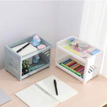 1pc Double Layer Desktop Pp Storage Rack, Suitable For Office Stationery, Makeup And Kitchen Or Bathroom Organizer - Multicolor - View 3