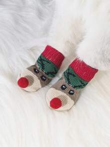 1 Bộ (4 chiếc) Tất cho thú cưng họa tiết ông già Noel và tuần lộc theo chủ đề Giáng sinh màu sắc ngẫu nhiên, món quà tuyệt vời cho mèo và chó vào dịp Giáng sinh và mùa đông - Nhiều màu - Xem 2