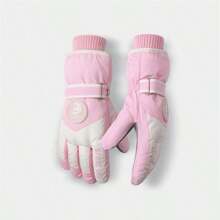 1 雙冬季加厚滑雪手套全手觸控螢幕防滑雙層保暖騎乘手套