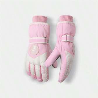 1 雙冬季加厚滑雪手套全手觸控螢幕防滑雙層保暖騎乘手套