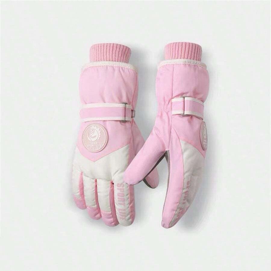 1 雙冬季加厚滑雪手套全手觸控螢幕防滑雙層保暖騎乘手套