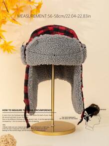 1 chiếc mũ mùa đông mới về với lớp lông cừu dày dặn và thiết kế kẻ caro cổ điển hoặc hai tông màu đỏ, xanh, đen, kaki, thích hợp cho các môn thể thao ngoài trời như đạp xe, trượt tuyết, cắm trại hoặc trang phục thường ngày, hoàn hảo cho Giáng sinh, năm mới và trang phục cho các cặp đôi - Đỏ - Xem 6