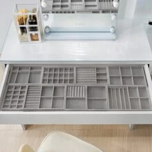 Various Jewelry Storage Trays, Stackable Plush Jewelry Display Tray, Drawer Organizer For Rings, Bracelets, Necklaces And Earrings - Grey - View 1