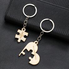 1pc Wooden Keychain Laser Engraved With Initials, Unisex - Multicolor - View 10
