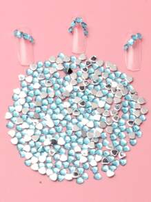 1 包 3 毫米平底水蓝色亚克力心形耳钉，美甲手机装饰 DIY 配件