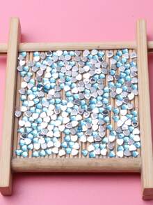 1 包 3 毫米平底水蓝色亚克力心形耳钉，美甲手机装饰 DIY 配件