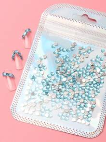 1 包 3 毫米平底水蓝色亚克力心形耳钉，美甲手机装饰 DIY 配件