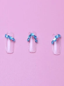 1 包 3 毫米平底水蓝色亚克力心形耳钉，美甲手机装饰 DIY 配件