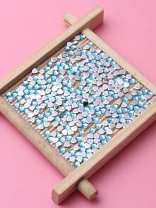 1 包 3 毫米平底水蓝色亚克力心形耳钉，美甲手机装饰 DIY 配件