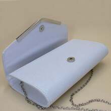1pc Solid Color Women's Evening Clutch With Chain Strap - White - View 3