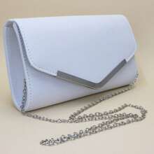 1pc Solid Color Women's Evening Clutch With Chain Strap - White - View 1