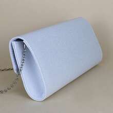 1pc Solid Color Women's Evening Clutch With Chain Strap - White - View 7