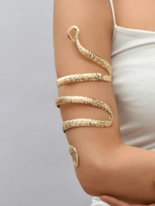 1pc Snake Shaped Iron Wire Bracelet - Yellow Gold - View 1