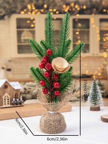 1pc Christmas Tree Shaped Ornament For Tabletop Decoration, Home Decor - Red - View 2