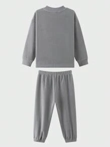 zosee Boys' Warm Winter Two-piece Homewear Pajamas Set - Grey - View 2