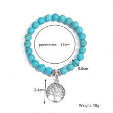 Personalized Pendant Turquoise   Beads Bangle - Turquoise - View 4