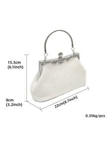 1 chiếc ly hợp đính cườm hình kim cương màu trắng với hoa được chạm khắc phần cứng Lá khóa chi tiết và dây đeo nho, phong cách cổ điển những năm 1920 Túi buổi tối đơn giản nhưng thanh lịch cho tiệc cưới cô dâu Lễ kỷ niệm năm mới, túi xách phù dâu hoặc quà tặng, thích hợp cho phụ nữ con gái, ngày tốt nghiệp ngày nhà giáo của mẹ Lễ hội Qipao và buổi hòa nhạc - trắng - Xem 4