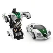 Transformable Robot Car Toy, Crash Inertia Car Robot Model, Automatic Deformation Running Car - Green - View 2