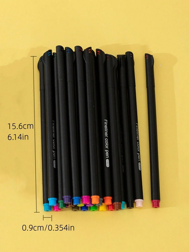 Set 10 Penne A Punta Fine + 1 Penna Pennello Per Calligrafia - 0,2mm A 1,0mm E 2,5mm, Inchiostro Nero - 3