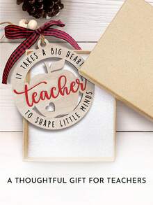 1入teacher英文圓形雙層吊墜老師禮物,開學季贈禮,家居裝飾窗戶壁爐吊飾,教師節禮物,感謝老師禮物,老師生日禮物美女,教師感謝節禮物,裝飾物 - 米色 - 查看 3