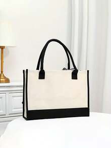 女款骷髏印花帆布手提包，時尚單肩包，適合雜貨、水果、飲料、零食、餐盒、化妝品、杯子、電話、個人物品等。