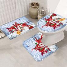 1 pezzo Set di telo da bagno o tappetino con stampa di elfi natalizi, design semplice, con 12 ganci per tenda da doccia inclusi come regalo, per uso in bagno, idea regalo per il ritorno a scuola