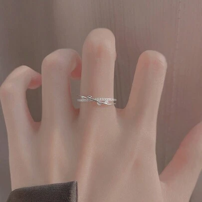 1個奢華多功能葉子和樹枝設計開口戒指,鑲嵌鑽石