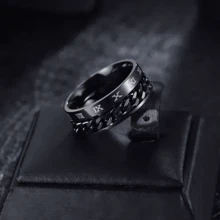 3pzs Anillo Hombre De Titanio Acero Inoxidable Minimalista - Negro - Ver 5