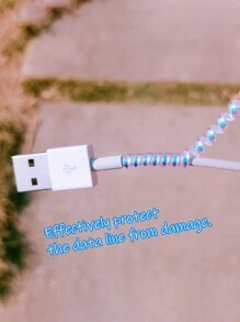 Điện thoại di động Bảo vệ cáp dữ liệu Dây thừng , Charging Cable Quanh co Sự bảo vệ Mùa Xuân Dây thừng 1.4 Meters - Màu xanh lam - Xem 4