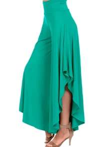Falda pantalon ancho con volanes - verde menta - Ver 2