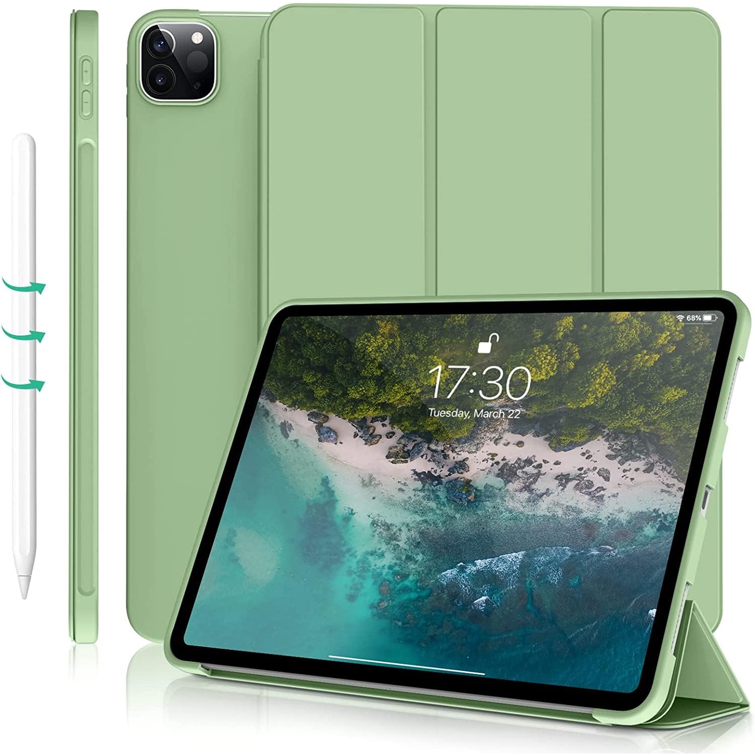 Soft Protective Case Compatible With Apple , Anti-Drop, Ultra-Thin, Smart Stand, Auto Wake/Sleep Function, Compatible With 9th/10th Gen (Green)