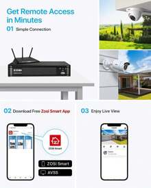 ZOSI H.265+ 8CH 5MP Lite DVR Home Security Cameras System, 8pcs 2MP Wired Outdoor Bullet/Dome Surveillance Cameras, 80ft Night Vision, Motion Detection, Remote Access - Đen và trắng - Xem 7