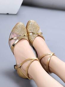 女性拉丁舞中跟鞋,適用於舞廳和廣場舞,軟底