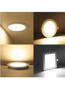 Painel Plafon LED 3000K Branco Quente Luminária Embutir Redondo Teto/Laje 12W/18w/24w - Amarelo - Visão 5