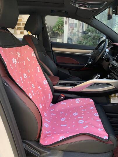 1 Pieza Estera Impermeable Para Mascotas De Tela Oxford Con Diseño De Patrón Y Estera Resistente Al Desgaste Para El Asiento Delantero Del Automóvil, Color Al Azar