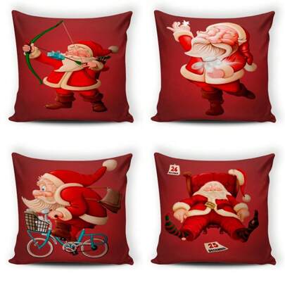 Kit com 4 Capas para Almofadas Decorativas Natalinas Ref. 03