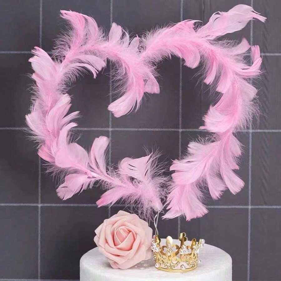 1 Miếng Trắng Lông vũ Đôi cánh Angel Hình dạng Trang trí bánh kem Cho Ngày Lễ Tình Nhân , Lễ cưới , Làm bánh Trưng bày - Hồng - Xem 1