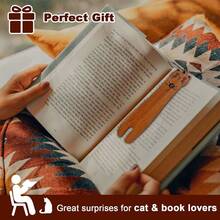 2 Piezas Marcadores De Libros De Madera Con Forma De Gato Lindo Para Personalizar Computadoras, Regalo Único Para Profesores De Lectura - Multicolor - Ver 7