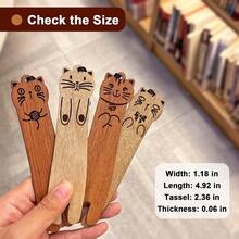 2 Piezas Marcadores De Libros De Madera Con Forma De Gato Lindo Para Personalizar Computadoras, Regalo Único Para Profesores De Lectura - Multicolor - Ver 5