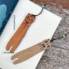 2 Piezas Marcadores De Libros De Madera Con Forma De Gato Lindo Para Personalizar Computadoras, Regalo Único Para Profesores De Lectura - Multicolor - Ver 2