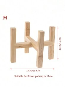 1pc  Solid Wood Planter Pot Trays Flower Pot Rack Strong Free Standing Bonsai Holder - Yellow - View 6