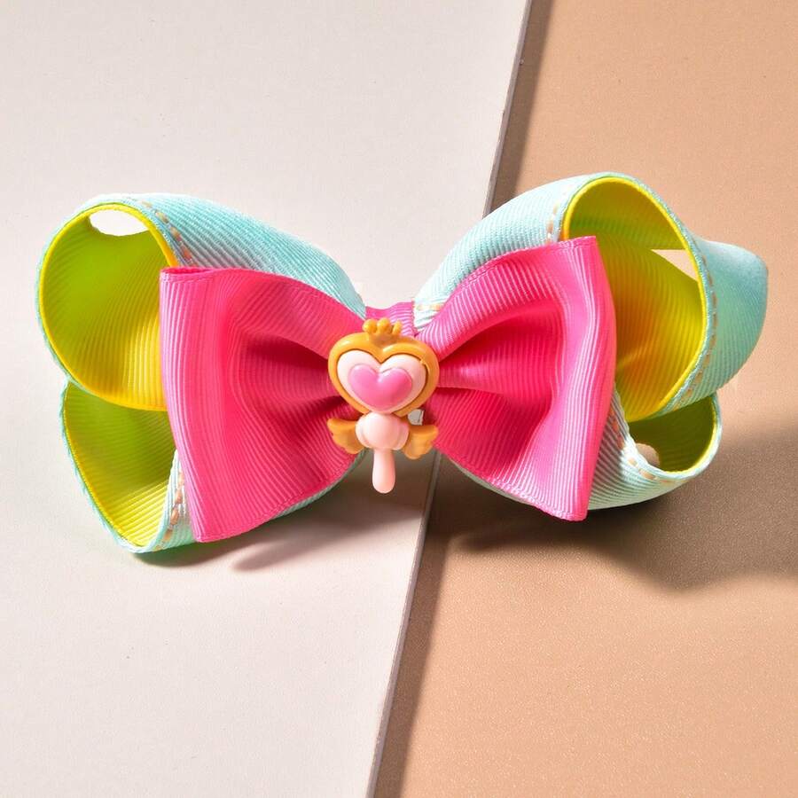 1 件装女孩双层彩色泡泡花仙子棒发夹，带丝带钩边，甜美可爱的发饰，适合女孩的日常生活