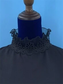 Transparent Mesh Modern Palace Style High Collar Ruffle Trim Innerwear Detachable False Collar Clothing Decorative Collar - Black - View 6